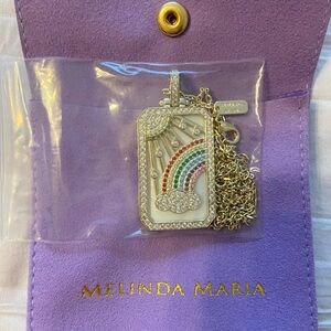 Melinda Maria Gold Rainbow Pendant Inscribed Necklace